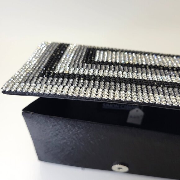 Black Silver Flap Clutch Purse with Rhinestones Formal Envelope Clutch Purse - Picture 14 of 15
